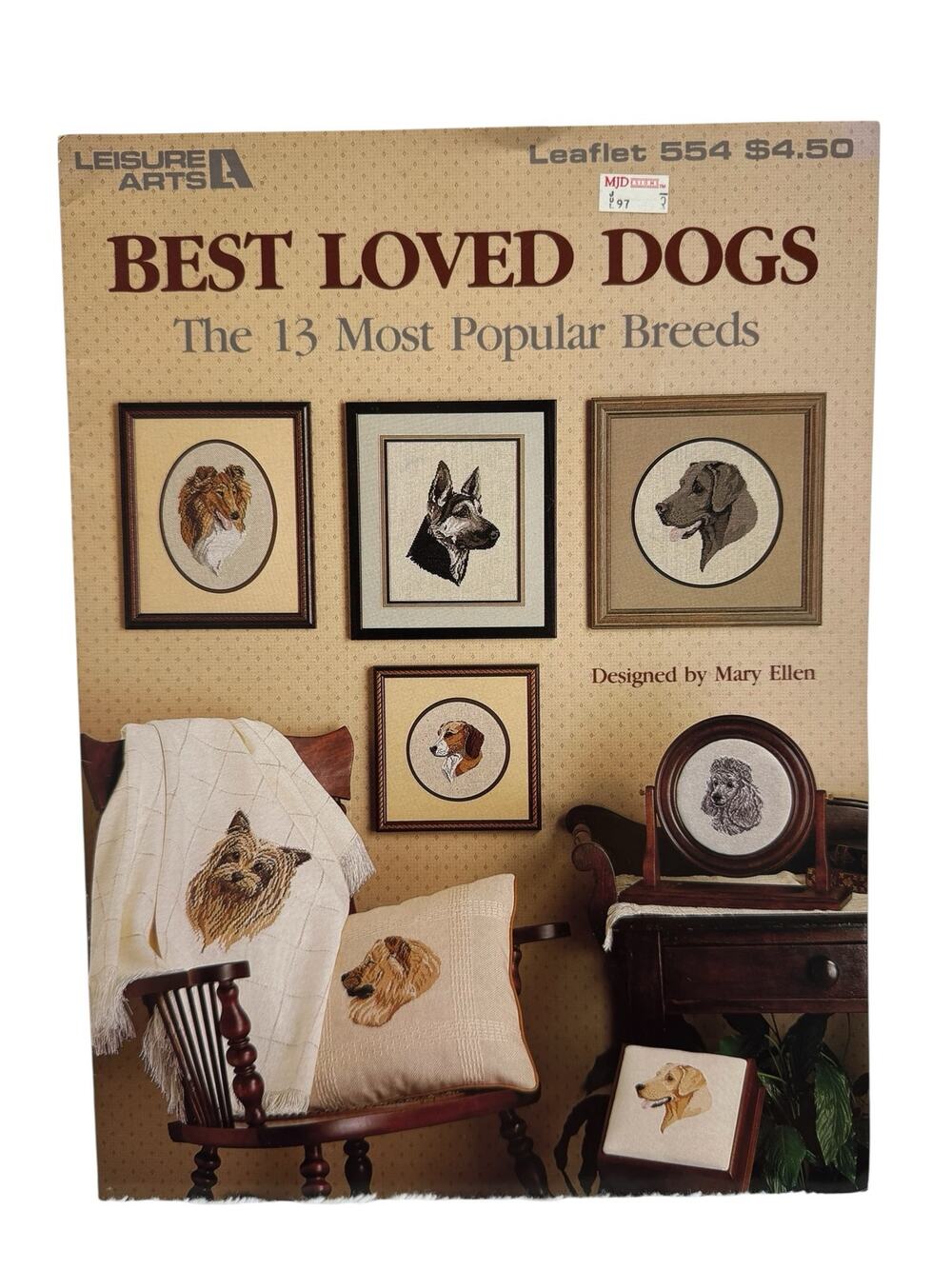 Vintage Best Loved Dogs Cross Stitch Pattern Book LEISURE ARTS 1987 13 Designs